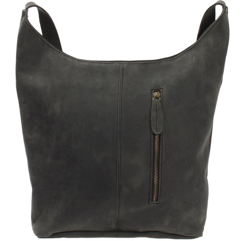 Leconi große Umhängetasche Schultertasche Beuteltasche Damentasche Leder grau LE0055 Saisonale Angebote