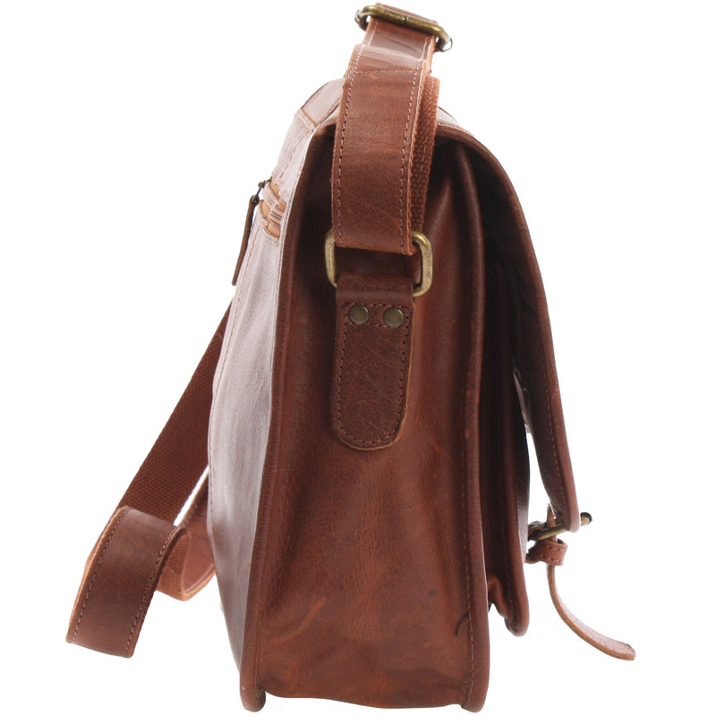 Leconi Umhängetasche Schultertasche Freizeittasche Büffelleder braun LE3085 Sonderangebote