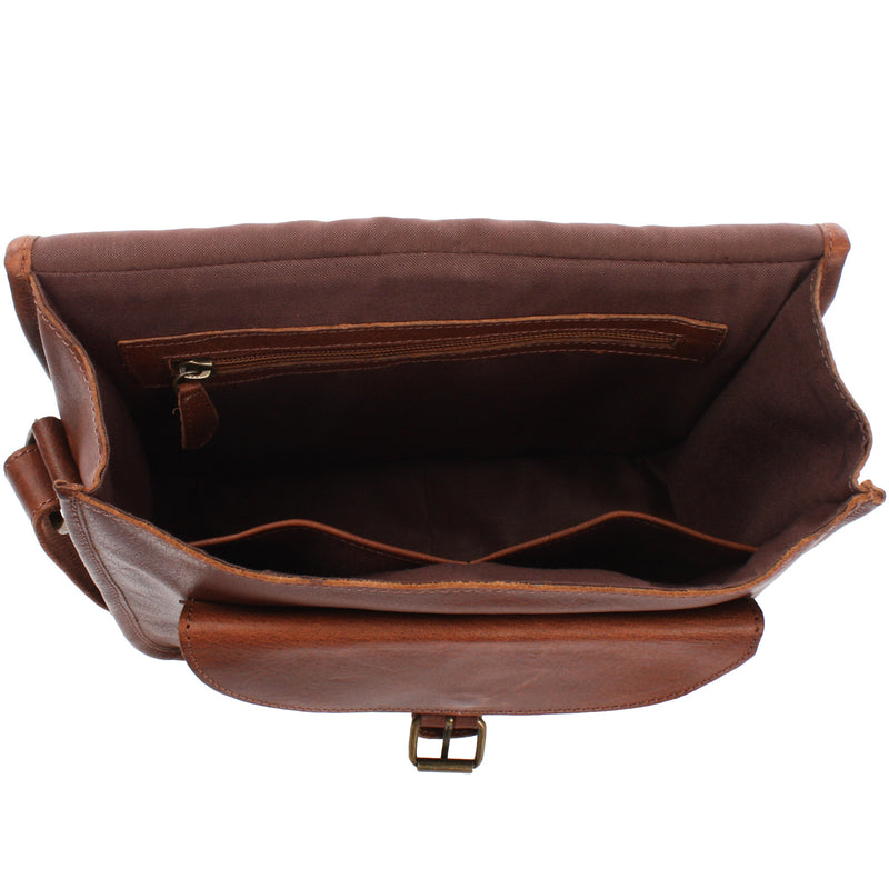Leconi Umhängetasche Schultertasche Freizeittasche Büffelleder braun LE3085 Sonderangebote