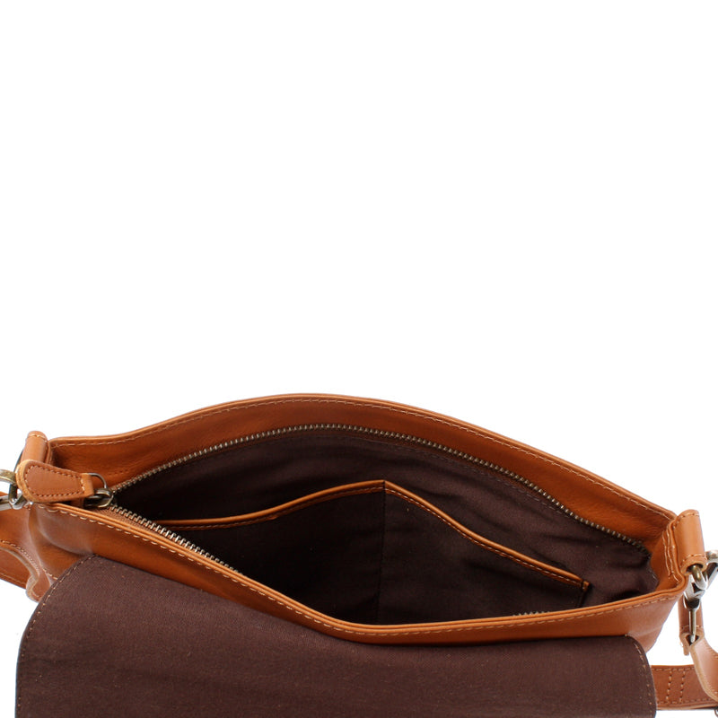 Leconi Umhängetasche Ledertasche Schultertasche Leder cognac LE3073 Riesige Ersparnisse