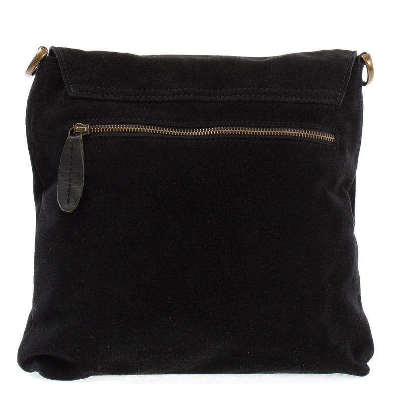 Leconi Umhängetasche Schultertasche Veloursleder schwarz LE3027 Super Sparpreis