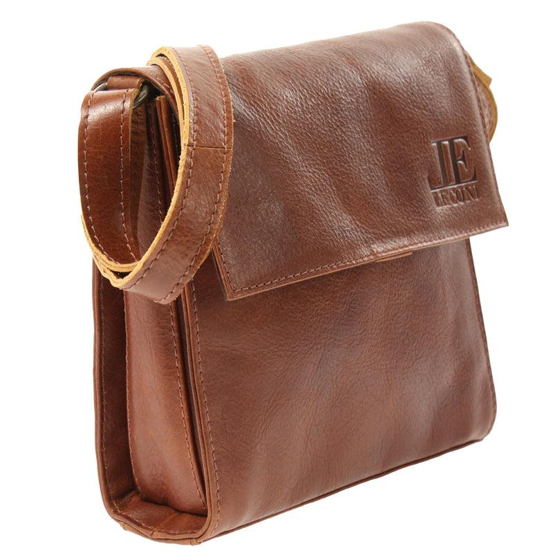 Leconi kleine Schultertasche Umhängetasche Damentasche Leder braun LE3082 Kostenlose Rückgabe
