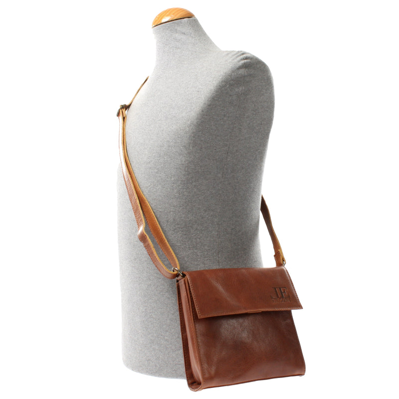 Leconi kleine Schultertasche Umhängetasche Damentasche Leder braun LE3082 Kostenlose Rückgabe