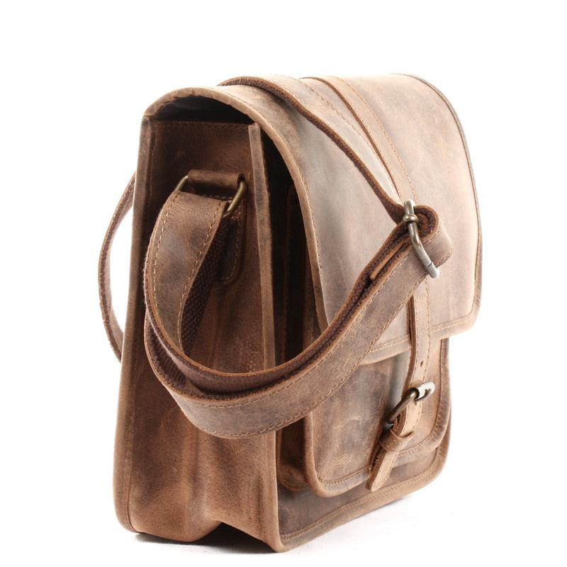 Leconi Umhängetasche Schultertasche Freizeittasche Büffelleder vintage braun LE3062 Begrenzte Freigabe