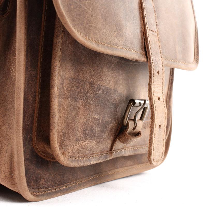 Leconi Umhängetasche Schultertasche Freizeittasche Büffelleder vintage braun LE3062 Begrenzte Freigabe
