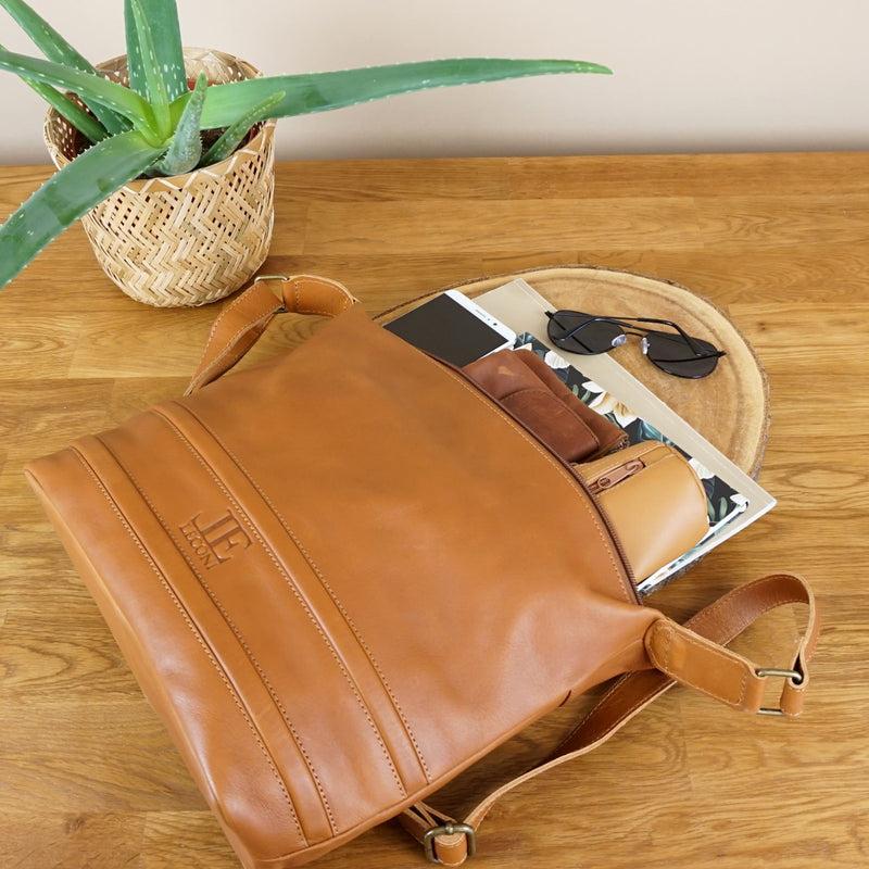 Leconi Umhängetasche Ledertasche Damentasche Leder cognac LE0064 Letzte 3 Tage