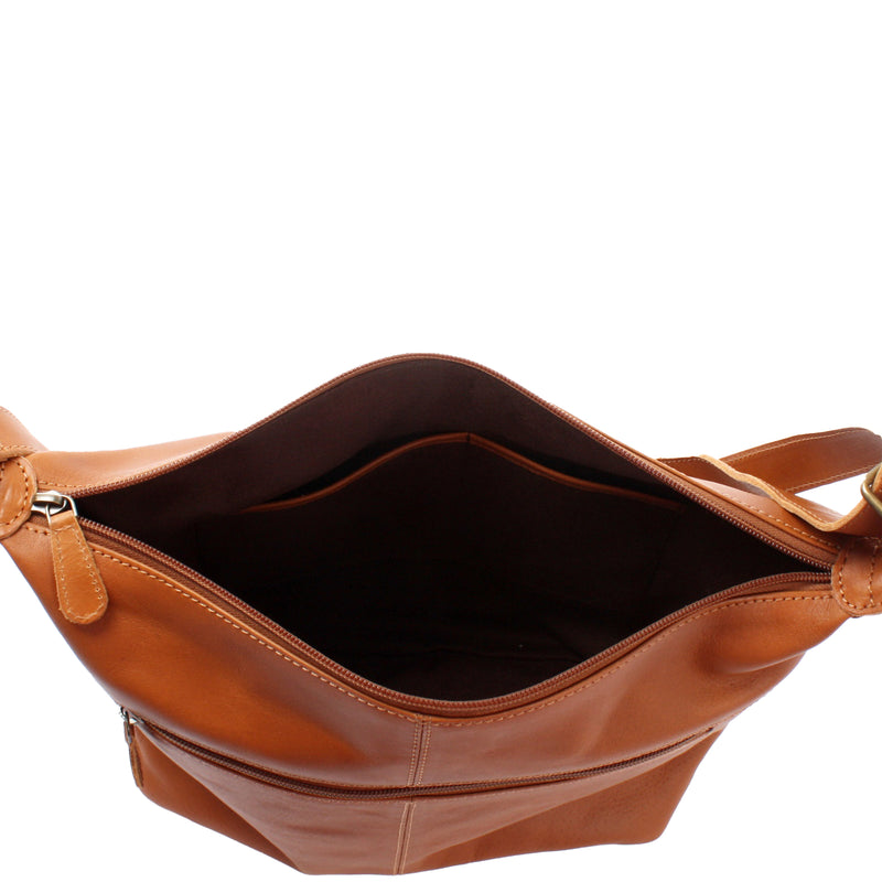 Leconi Umhängetasche Ledertasche Damentasche Leder cognac LE0064 Letzte 3 Tage