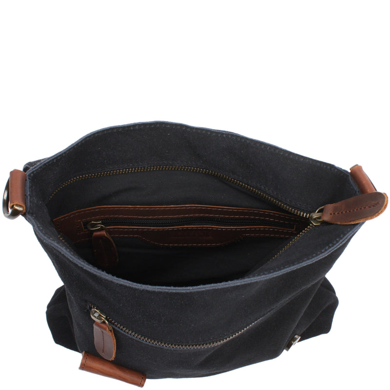 Leconi Umhängetasche Ledertasche Damen Schultertasche Wildleder anthrazit LE3027 Neueste Stile
