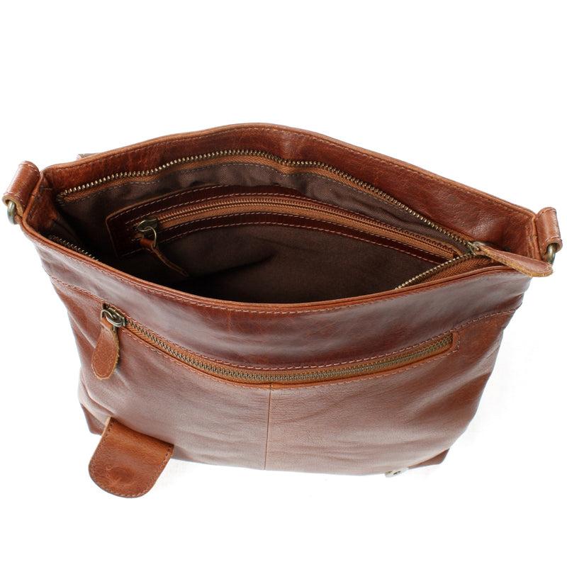 Leconi Umhängetasche Ledertasche Damen Schultertasche Leder braun LE3073 Letzte 2 Tage