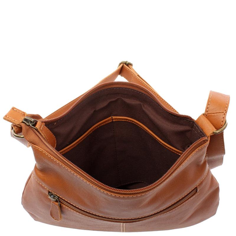 Leconi kleine Umhängetasche Damentasche Leder cognac LE0070 Letzter Tag