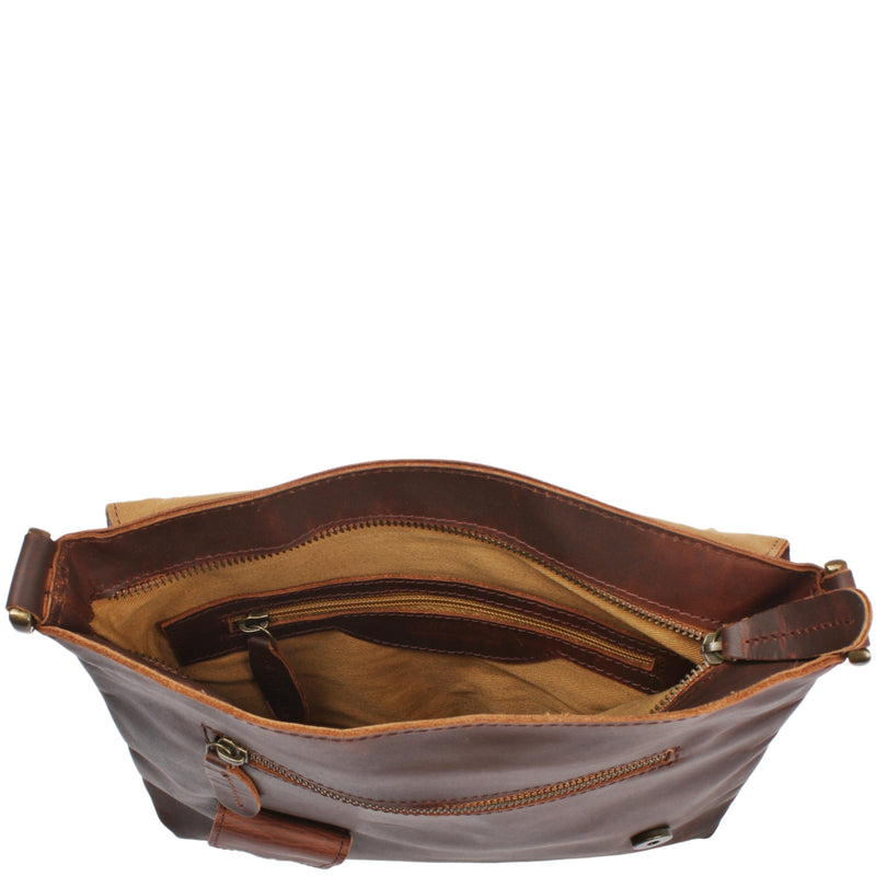 Leconi Umhängetasche Ledertasche Schultertasche Leder braun LE3027 Zeitbegrenzte Promotion