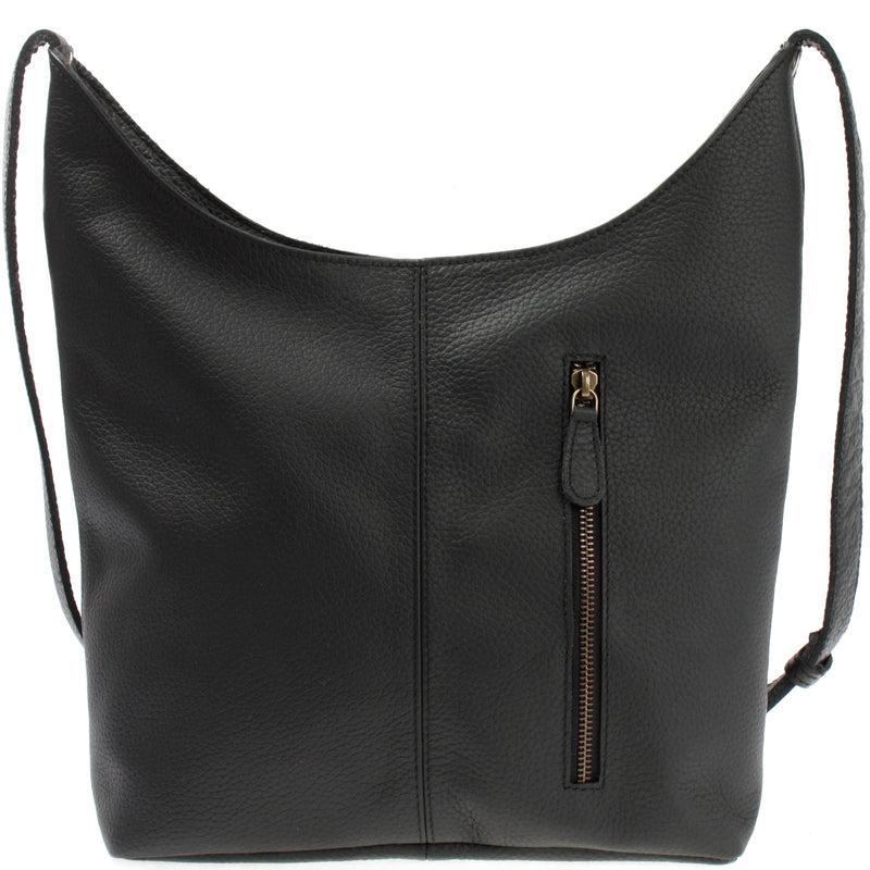 Leconi mittlere Umhängetasche Schultertasche Beuteltasche Damentasche Leder schwarz LE0072 Bis zu 50% Rabatt