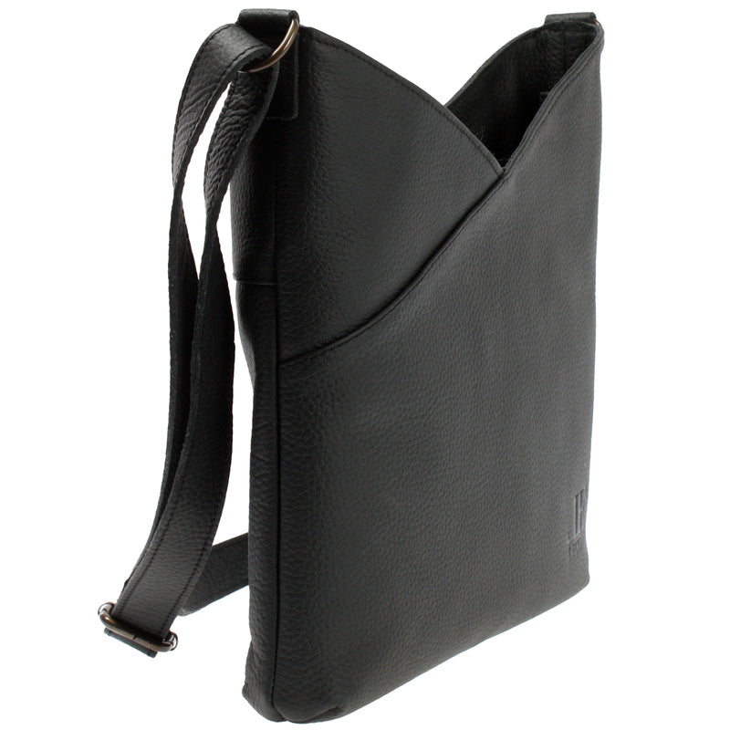 Leconi Damentasche Umhängetasche Handtasche Leder schwarz LE0065 Nur für heute