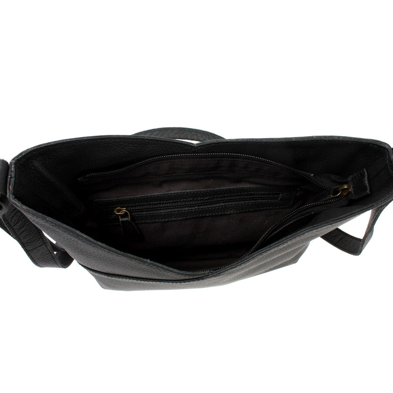 Leconi Damentasche Umhängetasche Handtasche Leder schwarz LE0065 Nur für heute