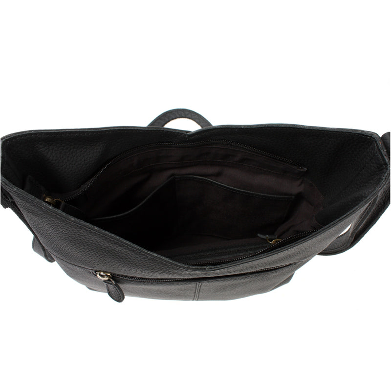 Leconi Damentasche Umhängetasche Handtasche Leder schwarz LE0065 Nur für heute
