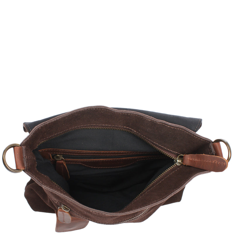 Leconi Umhängetasche Ledertasche Damen Schultertasche Wildleder dunkelbraun LE3027 Sonderangebot der Fabrik