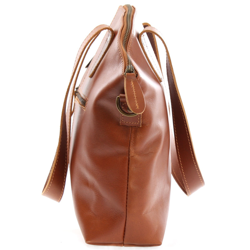 Leconi Damentasche Henkeltasche Schultertasche Leder cognac LE0060 Discount Store für neue Produkte