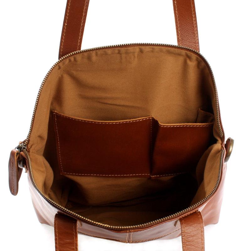 Leconi Damentasche Henkeltasche Schultertasche Leder cognac LE0060 Discount Store für neue Produkte