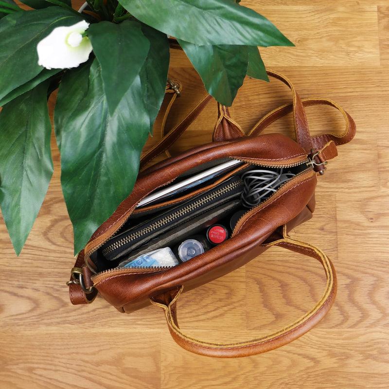 Leconi kleine Henkeltasche Ledertasche Damentasche Leder braun LE3083 50% Rabatt mit kostenlosem Versand