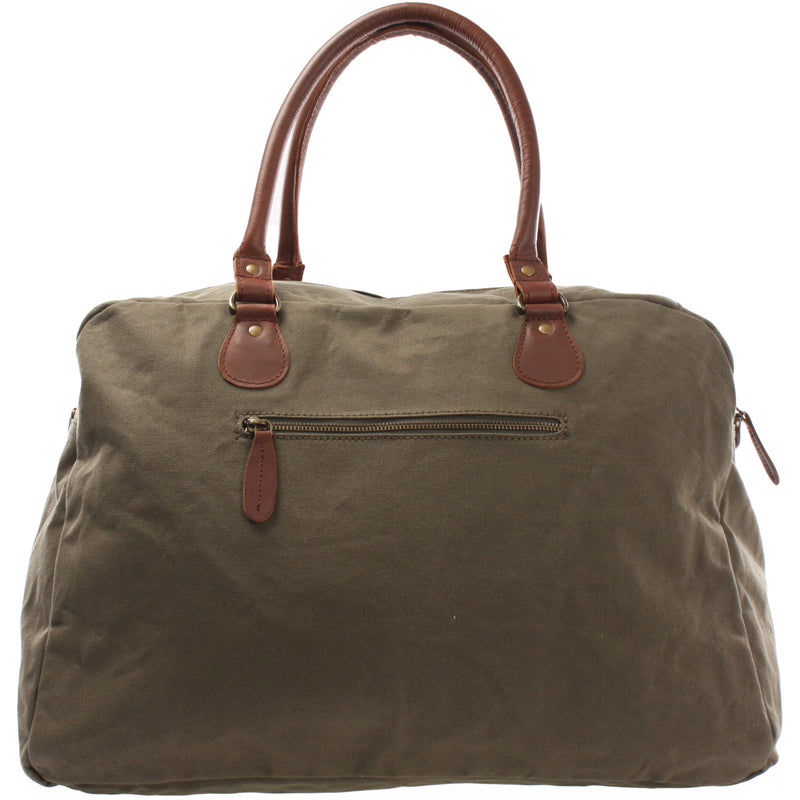 Leconi Weekender Handgepäck Reisetasche Canvas Leder grün LE2012 Kostenloser Versand international