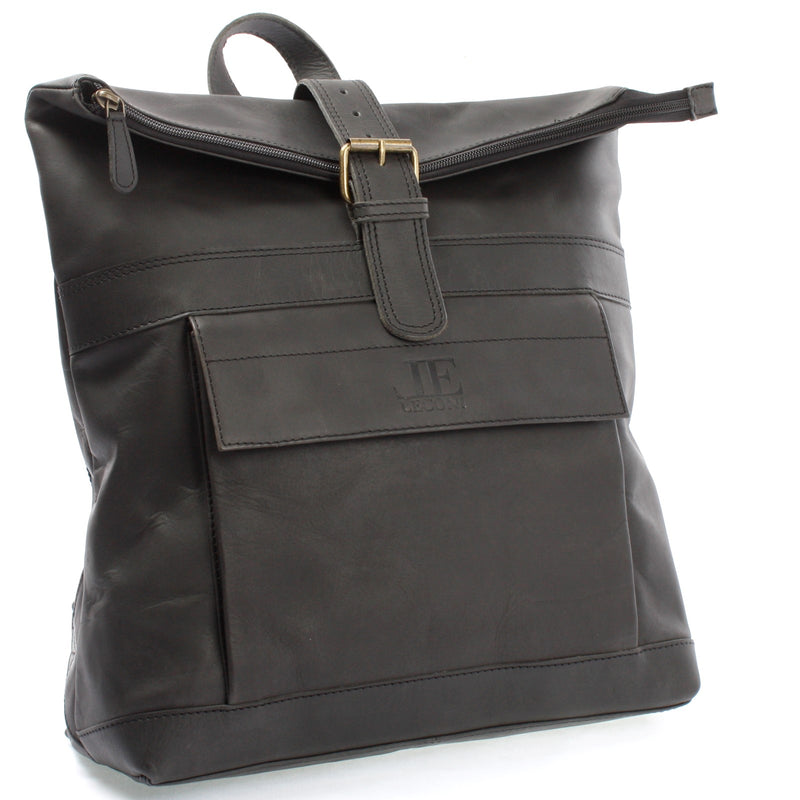 Leconi Roll Top Freizeitrucksack Rucksack Leder dunkelgrau LE1034 Begrenzt auf 3 Tage