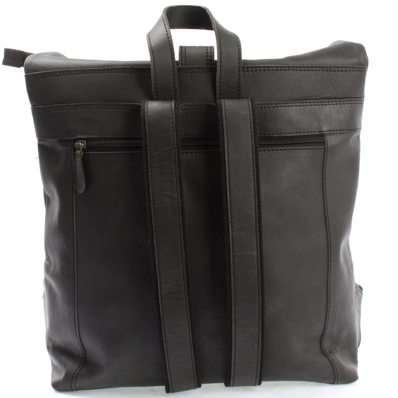 Leconi Roll Top Freizeitrucksack Rucksack Leder dunkelgrau LE1034 Begrenzt auf 3 Tage