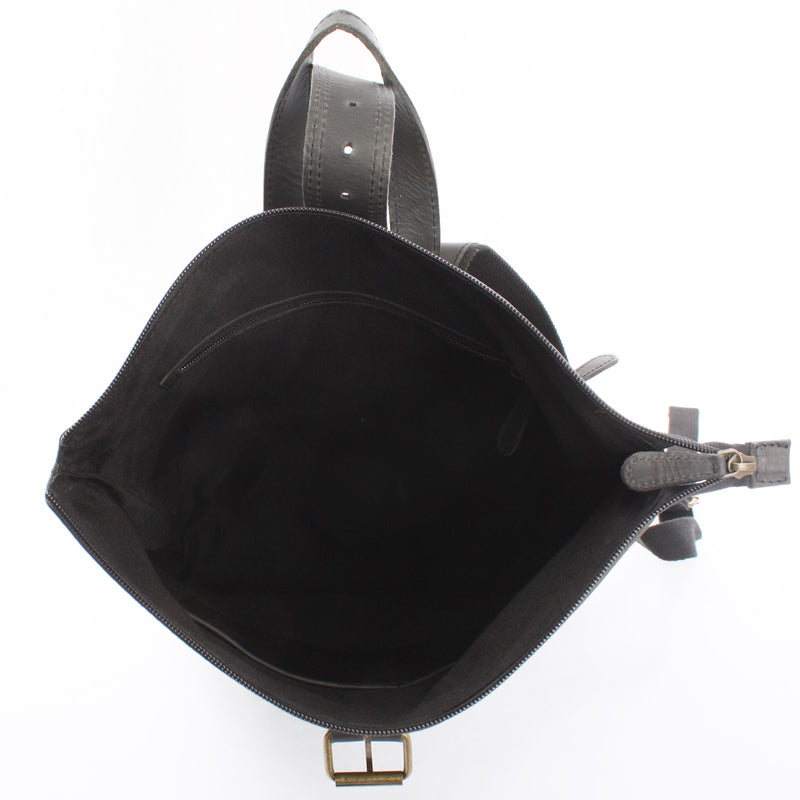 Leconi Roll Top Freizeitrucksack Rucksack Leder dunkelgrau LE1034 Begrenzt auf 3 Tage