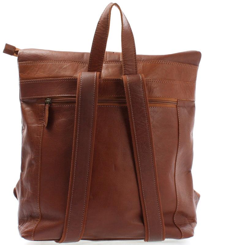Leconi Roll Top Lederrucksack Lederrucksack DIN A4 Leder braun LE1034 Speichern exportieren