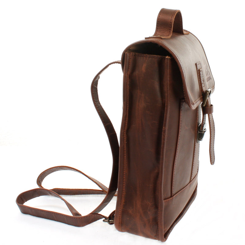 Leconi Freizeitrucksack Lederrucksack Cityrucksack Leder braun LE1030 Im Verkauf