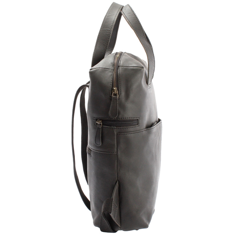 Leconi Stadtrucksack Lederrucksack Leder dunkelgrau LE1023 zollfrei