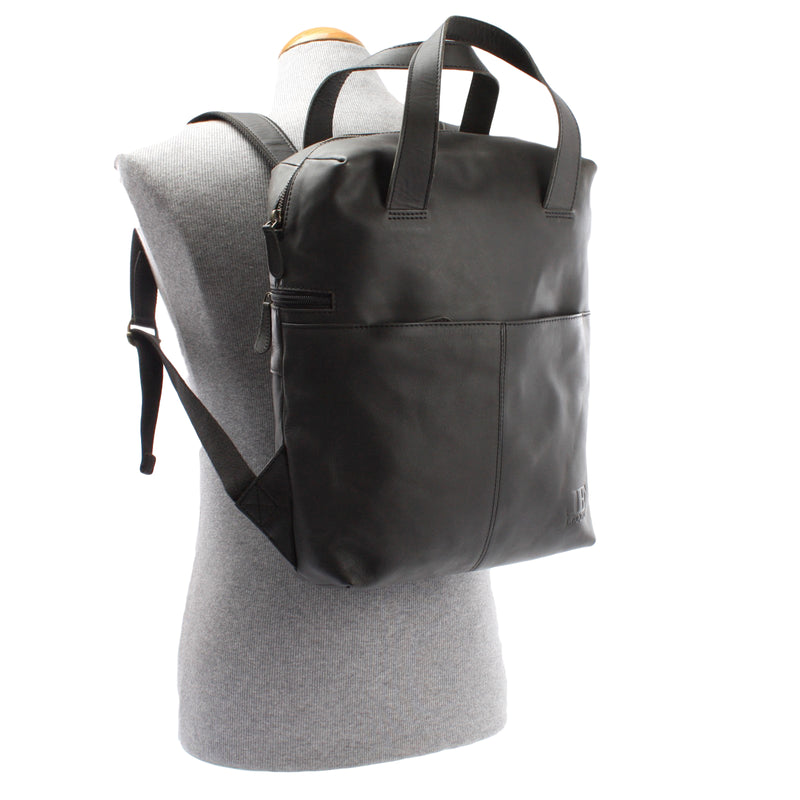 Leconi Stadtrucksack Lederrucksack Leder dunkelgrau LE1023 zollfrei