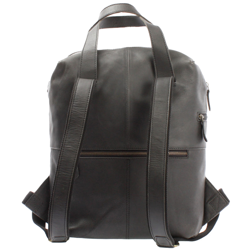 Leconi Stadtrucksack Lederrucksack Leder dunkelgrau LE1023 zollfrei