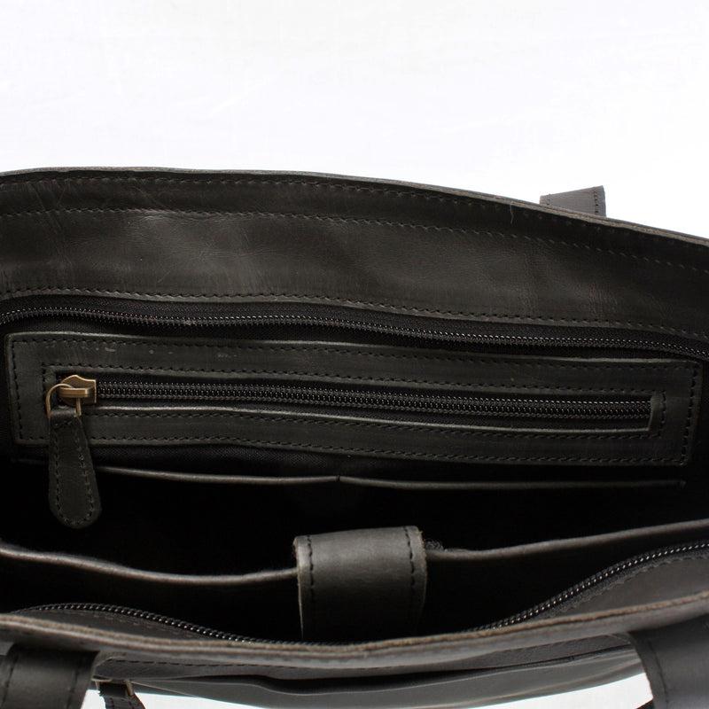 Leconi Schultertasche Damentasche DIN A4 Leder dunkelgrau LE0071 50% Rabatt für begrenzte Zeit
