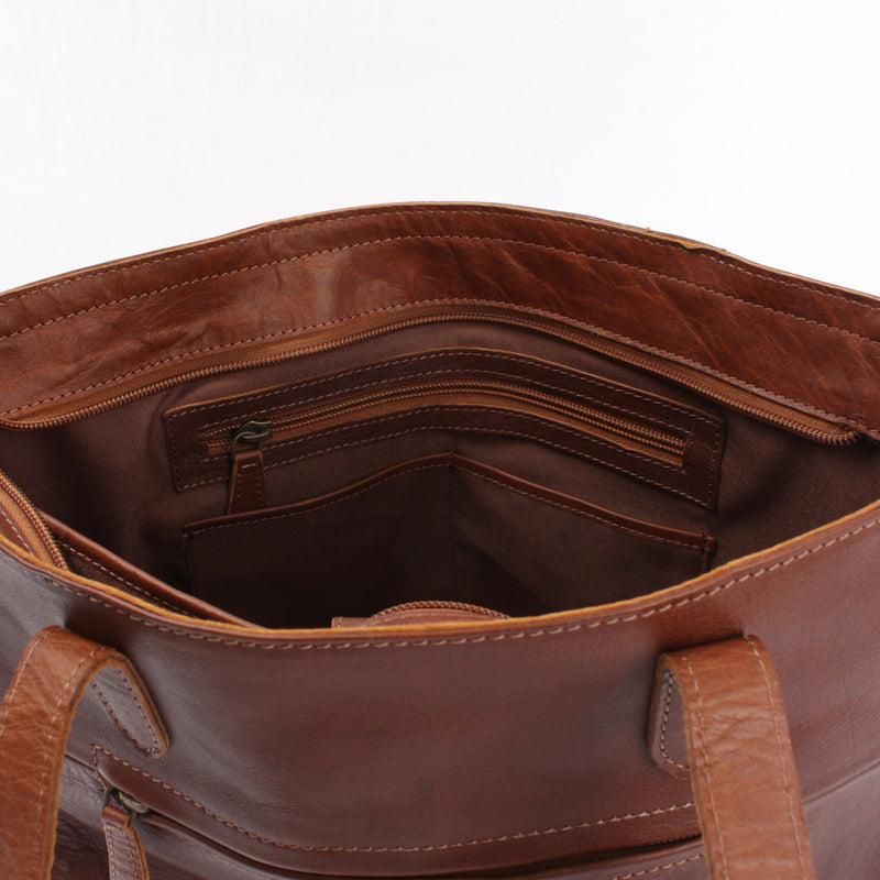 Leconi Schultertasche Damentasche DIN A4 Leder braun LE0071 Rabatte dieses Monats