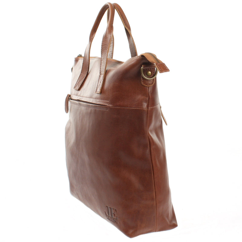 Leconi großer Shopper Henkeltasche Damentasche Leder braun LE0069 Outlet