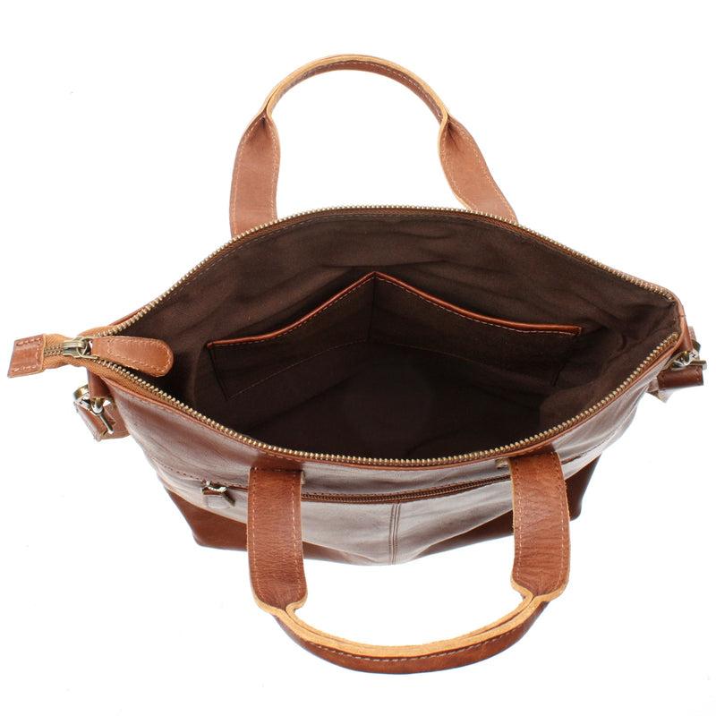 Leconi Damentasche Umhängetasche Henkeltasche Leder braun LE0068 Auslauf