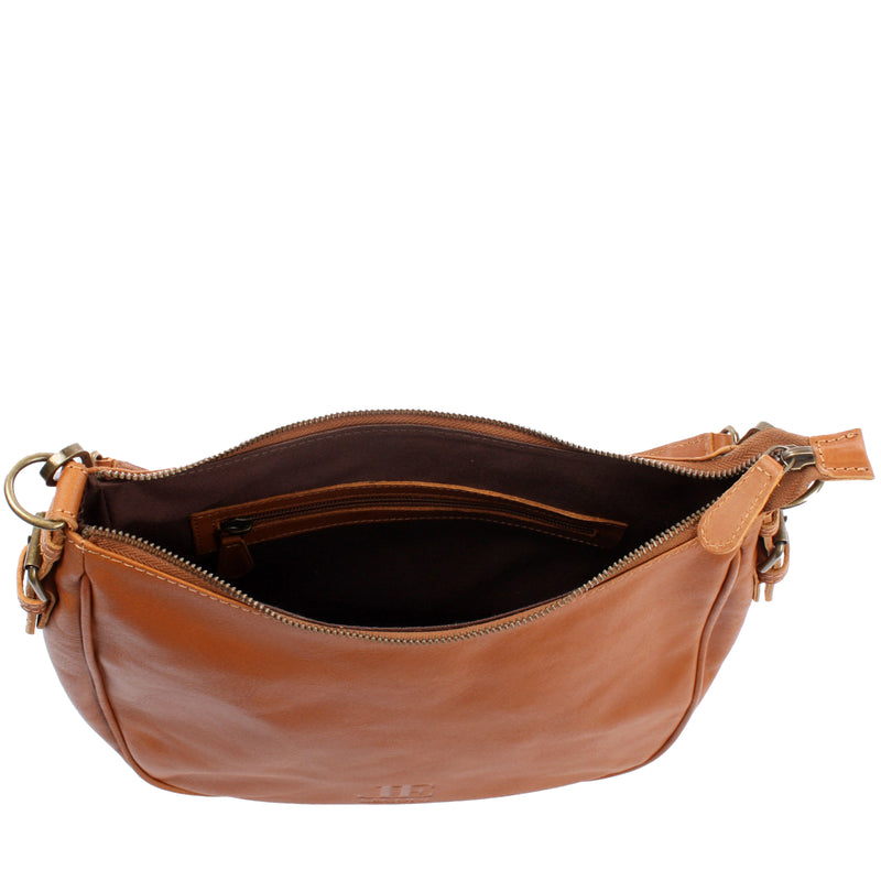 Leconi Schultertasche Ledertasche Handtasche Leder cognac LE0063 Hotsell