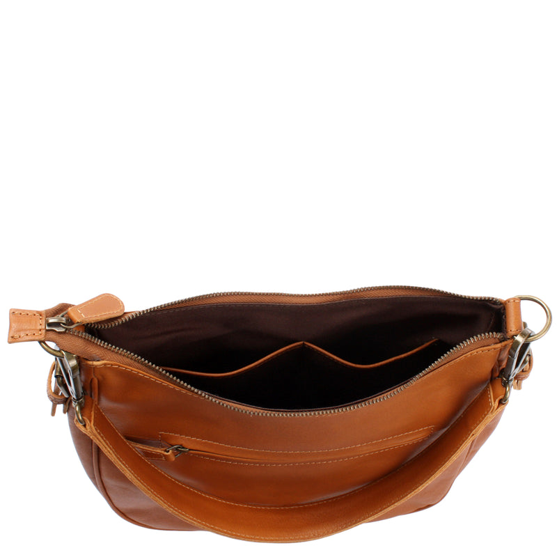 Leconi Schultertasche Ledertasche Handtasche Leder cognac LE0063 Hotsell