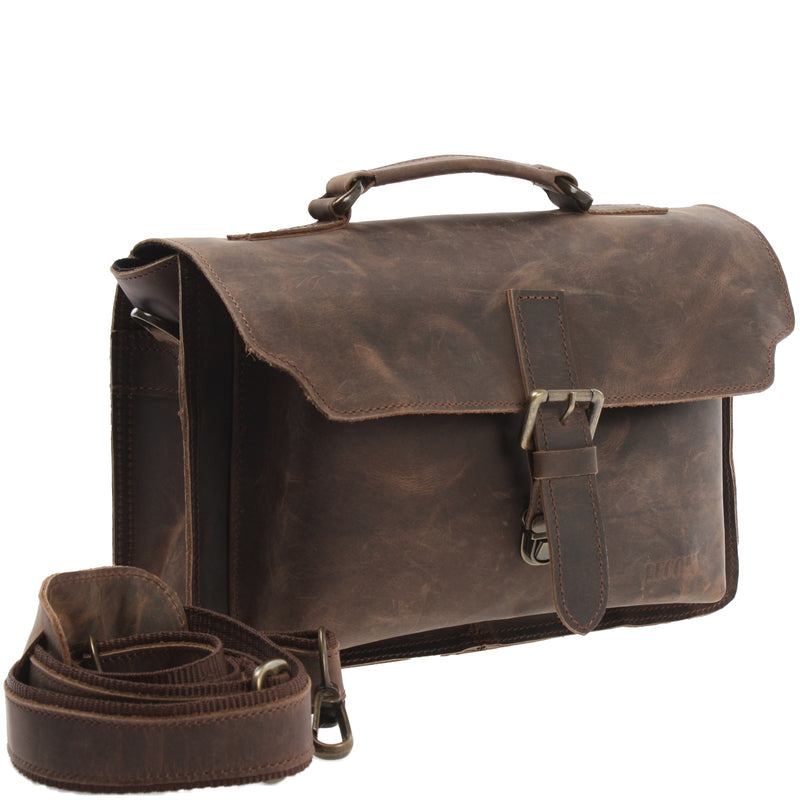 Leconi kleine Umhängetasche Schultertasche Damen Herren Leder schlamm LE3023 Fabrikverkauf