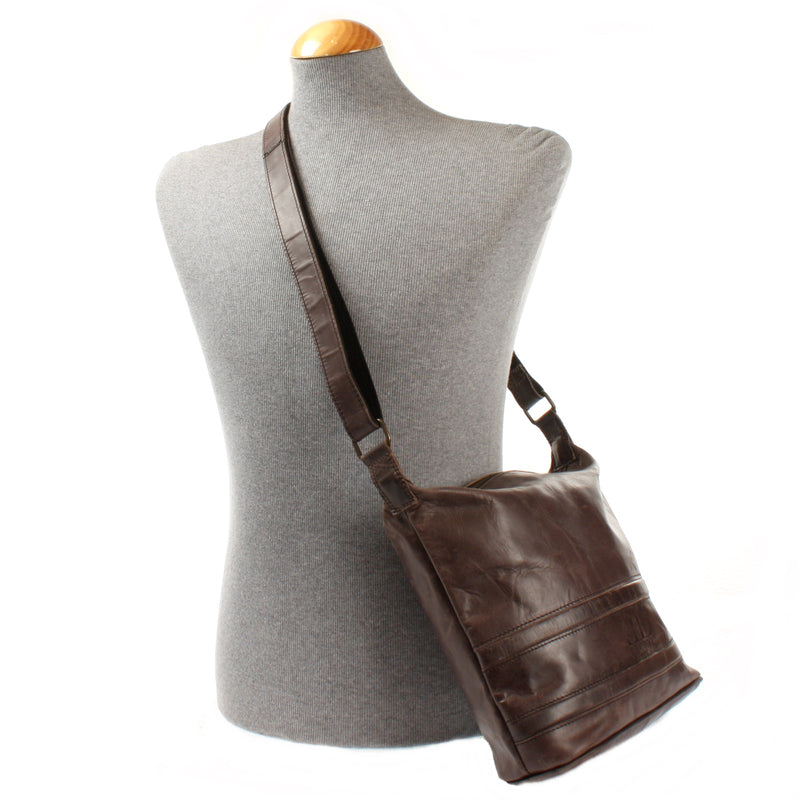 Leconi Umhängetasche Schultertasche Damentasche Ledertasche Leder dunkel-taupe LE3076 Meist gekauft