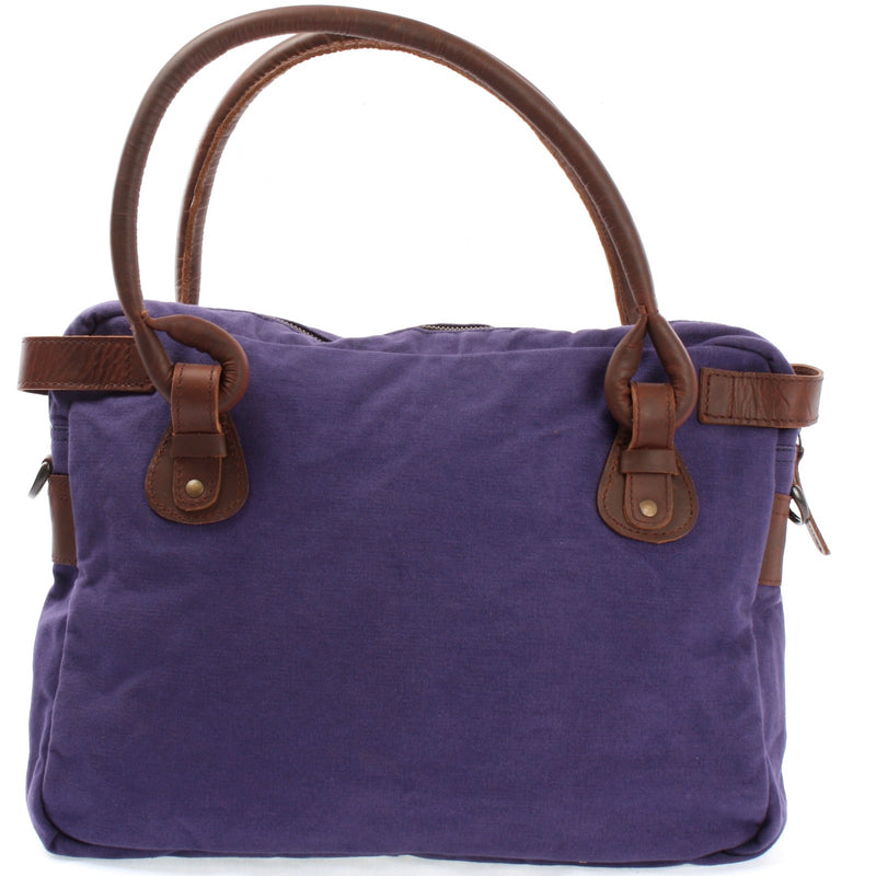 Leconi Schultertasche Henkeltasche Damentasche Handtasche Leder Canvas lila LE0050 Blitzverkäufe