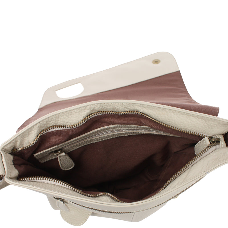 Leconi Umhängetasche Ledertasche Damen Schultertasche Leder beige LE3073 Kostenloser Versand