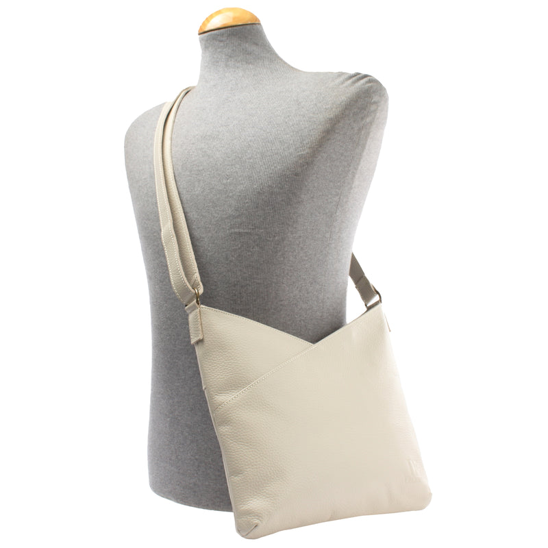 Leconi Damentasche Umhängetasche Handtasche Leder beige LE0065 Fabrik Onlineshop