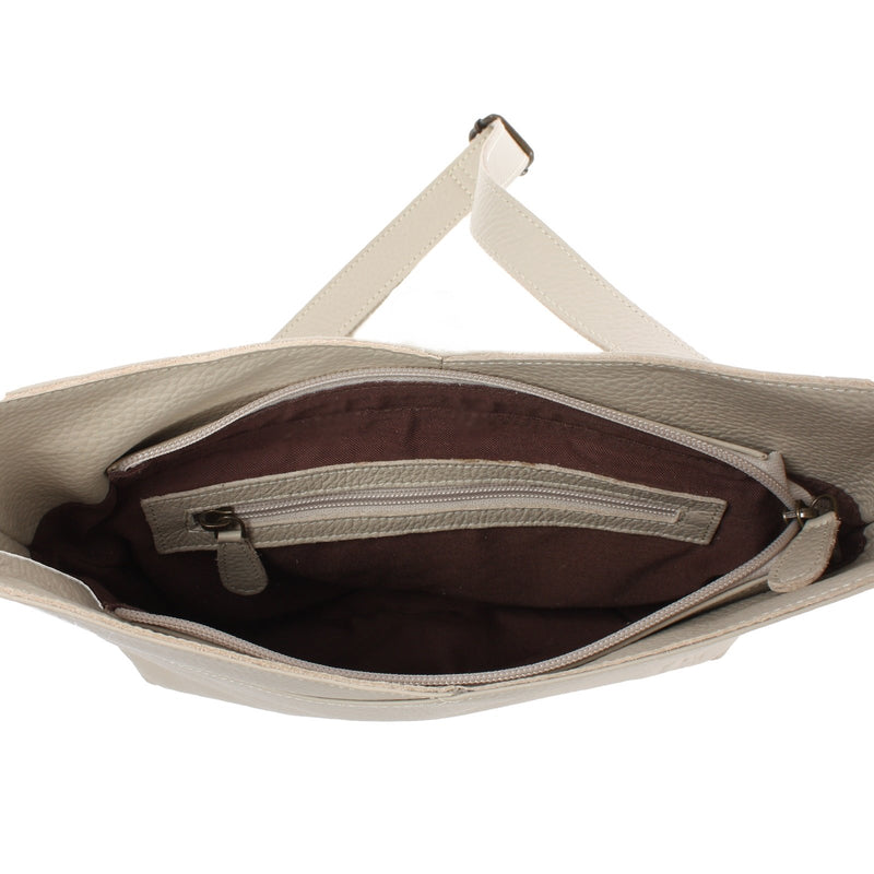 Leconi Damentasche Umhängetasche Handtasche Leder beige LE0065 Fabrik Onlineshop