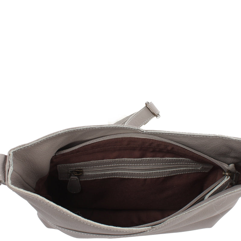 Leconi Damentasche Umhängetasche Handtasche Leder grau LE0065 Fabrikpreis
