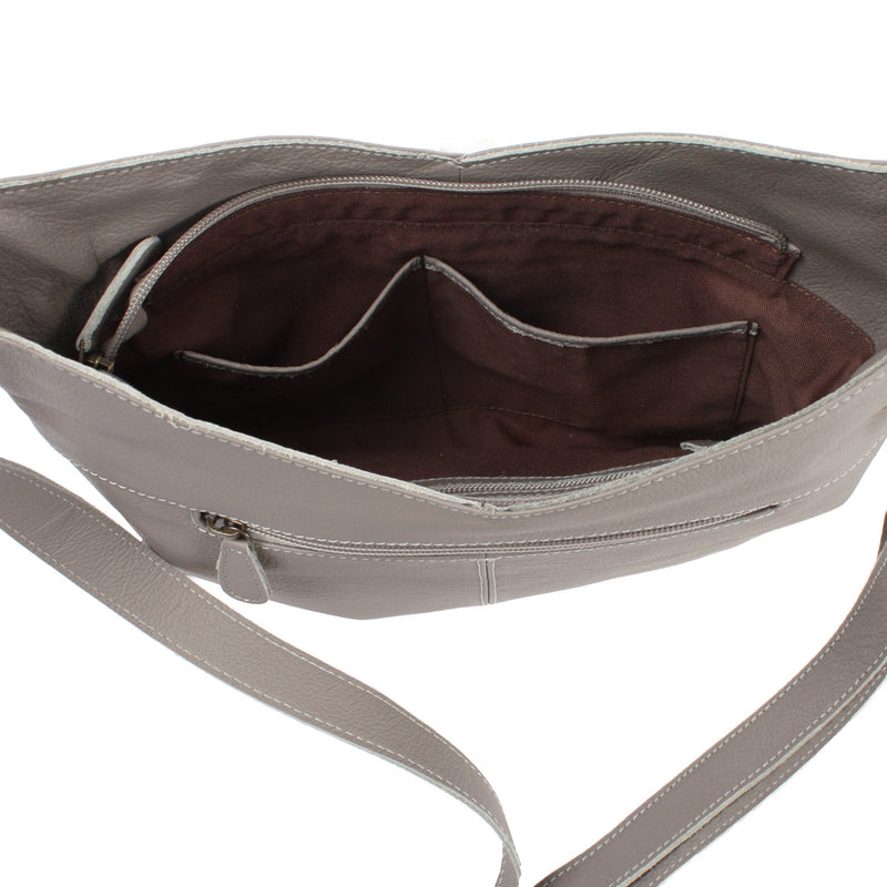 Leconi Damentasche Umhängetasche Handtasche Leder grau LE0065 Fabrikpreis