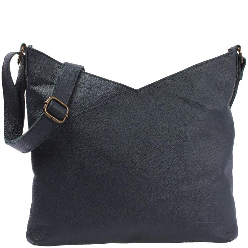 Leconi Damentasche Umhängetasche Handtasche Leder navy LE0065 Sonderangebot