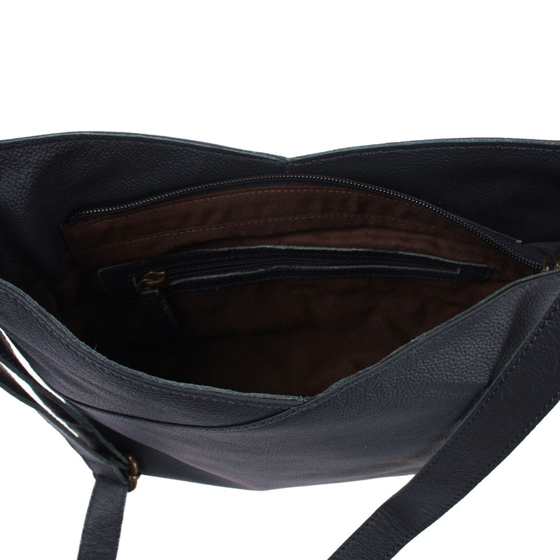 Leconi Damentasche Umhängetasche Handtasche Leder navy LE0065 Sonderangebot