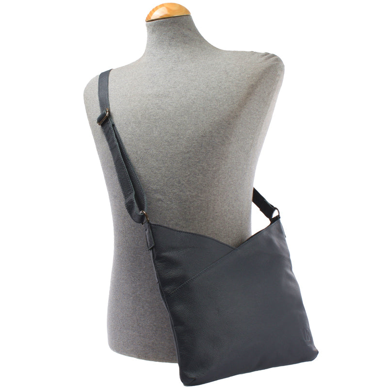 Leconi Damentasche Umhängetasche Handtasche Leder navy LE0065 Sonderangebot