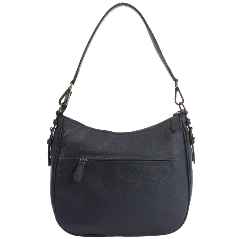 Leconi Schultertasche Ledertasche Damentasche Leder navy LE0063 Rabatt